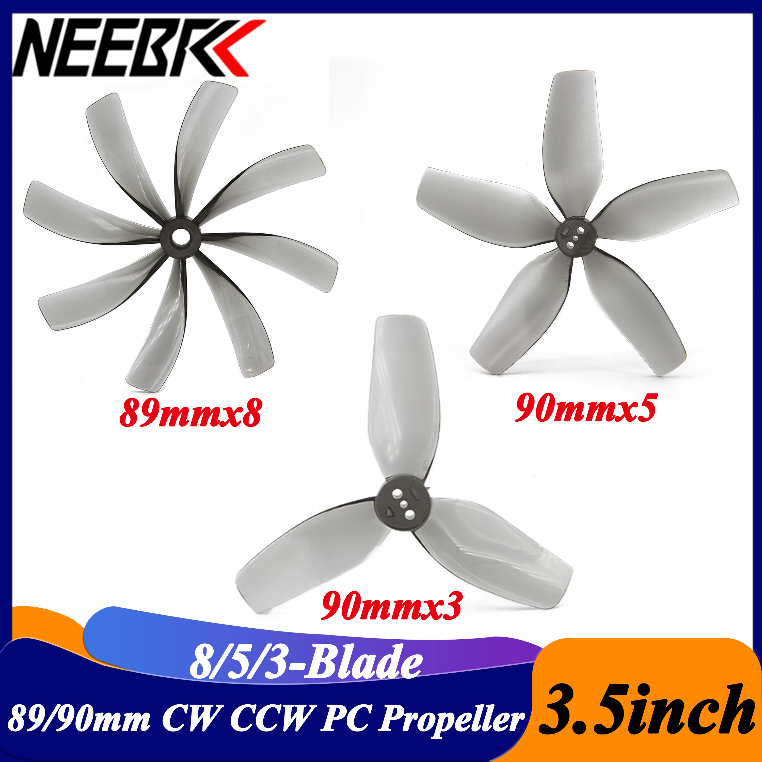 Fpv Drone Propeller - 2Pairs 3.5inch 89x8 90x5 90x3 8/5/3-blade