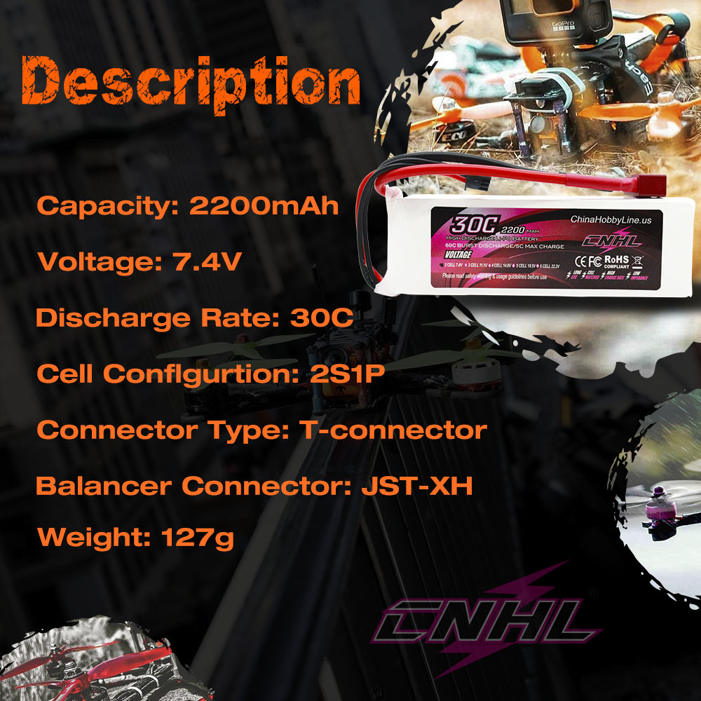 2pcs CNHL 2S 7.4V Lipo Battery - Fpv Drone Esc avis et prix
