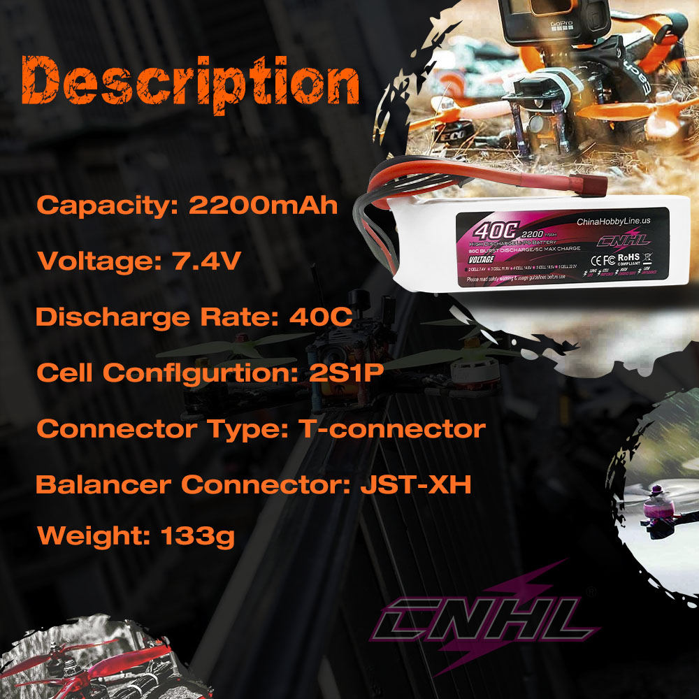2pcs CNHL 2S 7.4V Lipo Battery - Fpv Drone Esc avis et prix