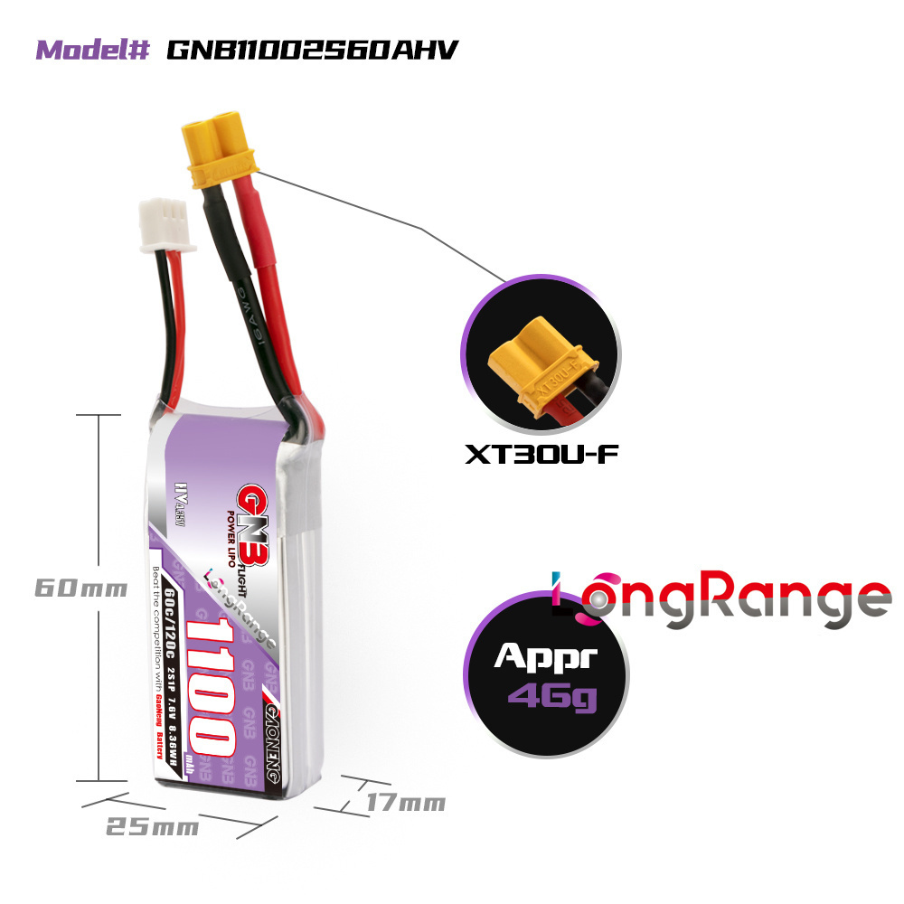 GNB 1100mAh 2S 3S 4S 6S 60C/12 - Fpv Drone Esc avis et prix