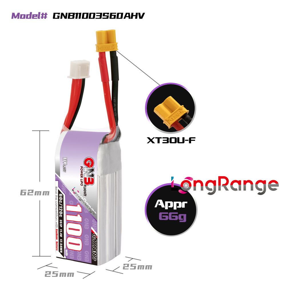 GNB 1100mAh 2S 3S 4S 6S 60C/12 - Fpv Drone Esc avis et prix