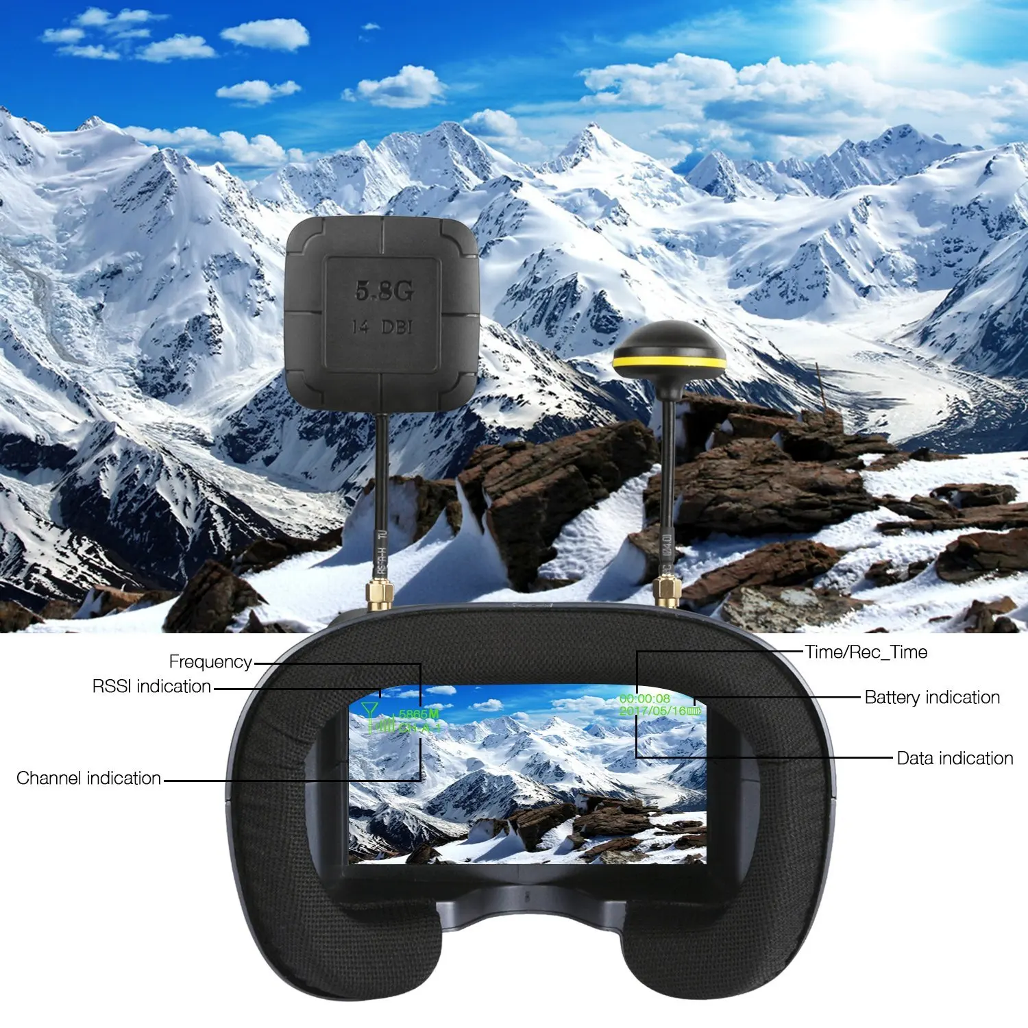 5.8G 40CH 4.3 Inch 800*480 Vid - Fpv Drone Goggles avis et prix