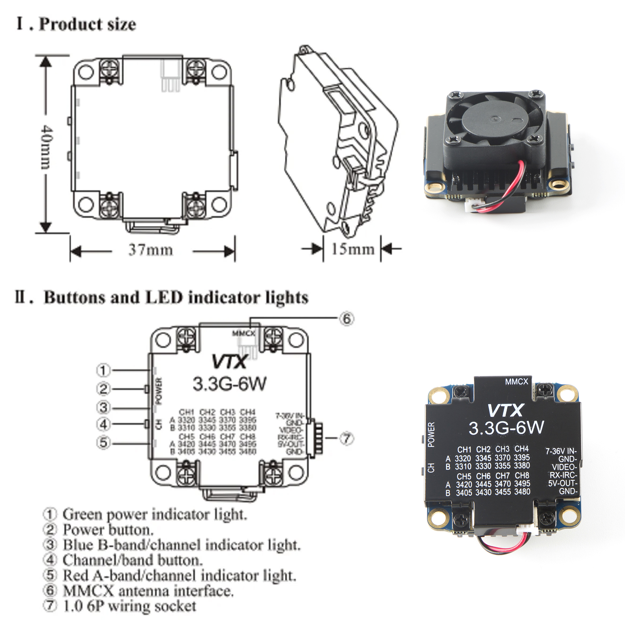FPV Video Transmitter 3.3G 6W  - Fpv Drone Vtx avis et prix